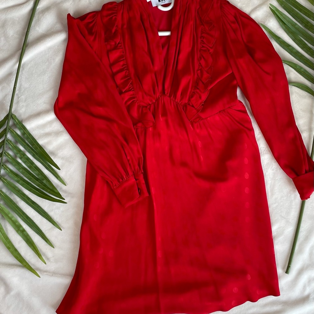 MSGM red polka dot ruffle dress